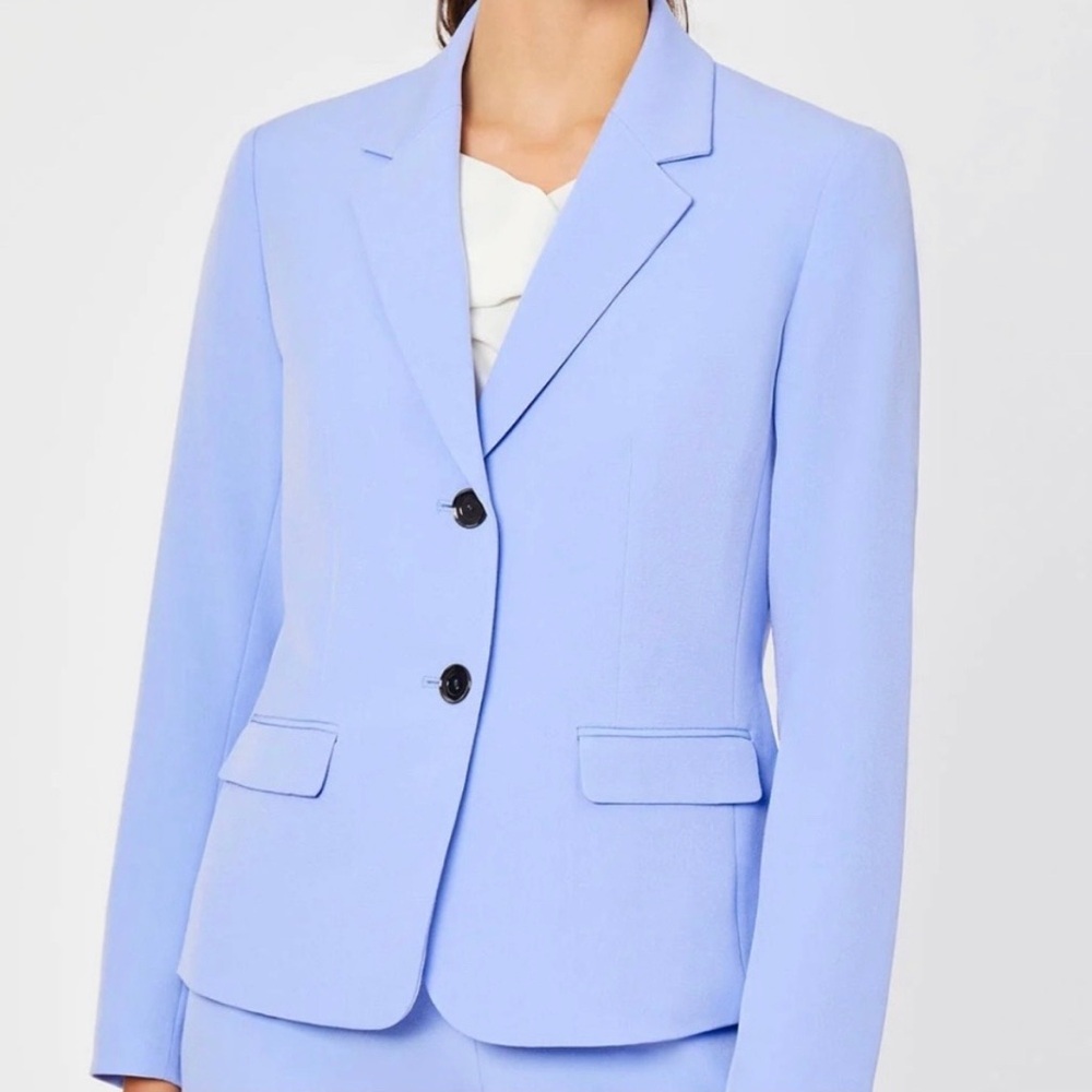 Kasper Sky Blue Two Button Blazer Size 14 Petite
